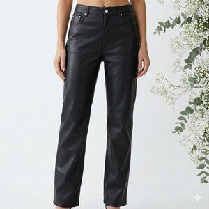 Zara Black Faux Leather Straight Leg Pants